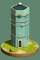 illustration of apartment house tower in hand drawn style vector