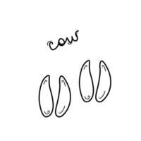 Doodle traces of cow hooves with lettering vector