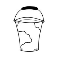 Ilustración de doodle de cubo de metal de leche en vector