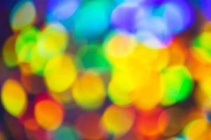 Abstract multi colored bokeh. Soft focus, defocus. Orange, yellow, green, blue. Festive background. Christmas, New Year, spring, summer photo