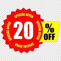 20 percent discount sign icon. Sale symbol. Special offer label vector