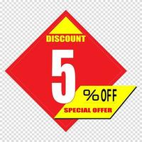 5 percent discount sign icon. Sale symbol. Special offer label vector