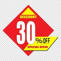 30 percent discount sign icon. Sale symbol. Special offer label vector