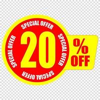 20 percent discount sign icon. Sale symbol. Special offer label vector