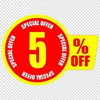 5 percent discount sign icon. Sale symbol. Special offer label vector