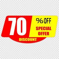 70 percent discount sign icon. Sale symbol. Special offer label vector