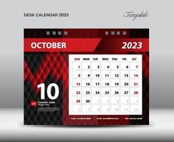 octubre de 2023 año - calendario de escritorio 2023 vector de plantilla, la semana comienza el domingo, diseño de planificador, diseño de papelería, diseño de volante, calendario de pared diseño de año 2023, diseño de idea creativa de medios de impresión