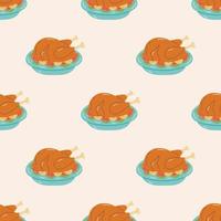 Seamless Turkey Pattern. The Thanksgiving Day collection. Flat vector illustration