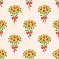 Seamless Pattern with Sunflowers. Thanksgiving Day collection. Flat vector illustration