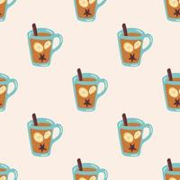 Seamless Pattern with a Hot Drink. Thanksgiving Day collection. Flat vector illustration