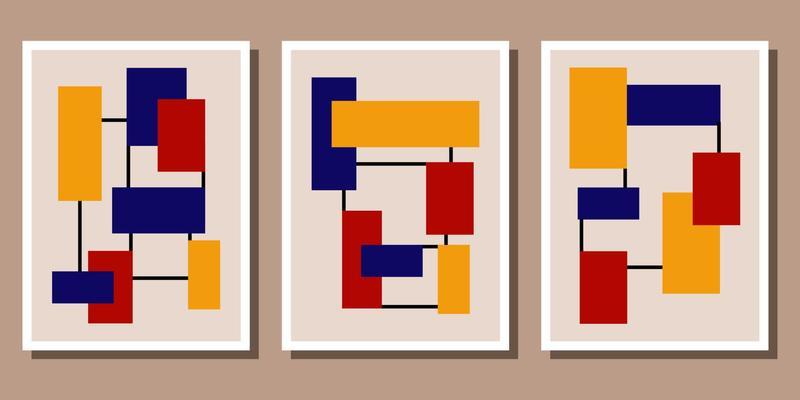 Abstract Bauhaus geometric pattern background vector circle