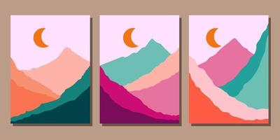 Mountain theme hand drawn boho covers collection vector