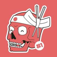 Chef Skull vector illustration. Sushi, food, brand design concept.