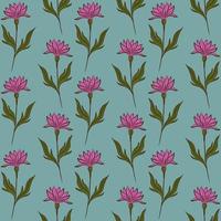 MINT GREEN VECTOR SEAMLESS BACKGROUND WITH LIGHT LILAC CROCUS WILDFLOWERS
