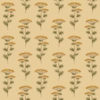 BEIGE VECTOR SEAMLESS BACKGROUND WITH YELLOW WILDFLOWERS OF KUPYR