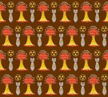 BROWN VECTOR SEAMLESS PATTERN WITH ELEMENTS OF NUCLEAR WAR