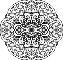 flor de mandala en blanco y negro vector