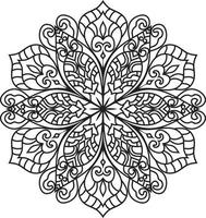 flor de mandala en blanco y negro vector