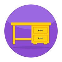 Flat rounded icon of drawer desk vector