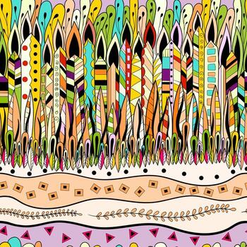 Seamless pattern with abstract feathers vector