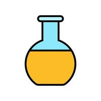 Medical research glass beaker, flask, test tube for research in the laboratory, the study of scientific drugs, a simple icon on a white background. Vector illustration