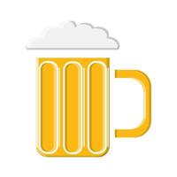 un vaso con un asa de cebada espumosa luz fría luz ámbar ámbar amarillo lúpulo alcohólico lager artesanal icono artesanal sobre un fondo blanco. ilustración vectorial vector