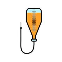 Medical pharmaceutical dropper with a needle and a catheter for the treatment of diseases with medications, a simple icon on a white background. Vector illustration