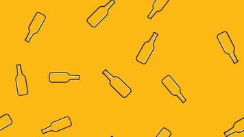 patrón sin costuras de botellas de vidrio de cerveza alcohólicas amarillas repetitivas con una cerveza artesanal de malta de lúpulo espumoso sobre un fondo amarillo. ilustración vectorial vector