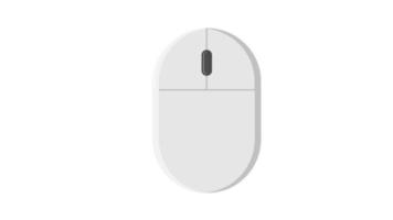 ilustración vectorial de un mouse de computadora inalámbrico digital de icono plano blanco con botones y rueda sobre un fondo blanco. concepto de tecnologías digitales informáticas vector