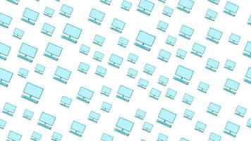 Seamless pattern texture of endless repetitive modern digital laptop computers with monitors on white background. Vector illustration