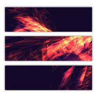 A set of three abstract multicolored backdrops of abstract bright energetic modern digital textures of the future magical violet waves of triangles of beautiful curved posters. Vector illustration