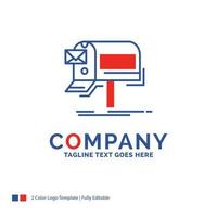 diseño de logotipo de nombre de empresa para campañas. Email. marketing. Boletin informativo. correo. diseño de marca azul y rojo con lugar para eslogan. plantilla de logotipo creativo abstracto para pequeñas y grandes empresas. vector