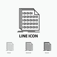 Binary. code. coding. data. document Icon in Thin. Regular and Bold Line Style. Vector illustration