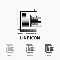 chart. data. graph. reports. valuation Icon in Thin. Regular and Bold Line Style. Vector illustration