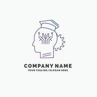 knowledge. management. sharing. smart. technology Purple Business Logo Template. Place for Tagline vector