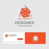 plantilla de logotipo de empresa para 3d. cambio. corrección. modificación. objeto. tarjetas de visita naranjas con plantilla de logotipo de marca. vector