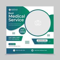 plantilla de diseño de publicación de redes sociales de servicio médico de atención médica vector