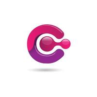 Letter C gradient color technology logo design vector
