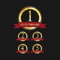 1 to 5 year anniversary gold label vector image
