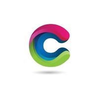 Letter C gradient color technology logo design vector