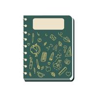 Notebook with rings and doodle drawings. Notebook. Vector illustration isolated on white background