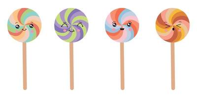 Set of multicolored colorful lollipops. . Vector illustration in a flat style