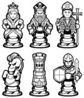 Chess Pieces Set Black and White vector