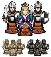 Chess Queen and Pawns vector