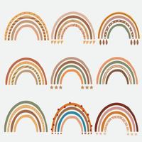 conjunto de lindos arco iris en un color pastel de estilo simple para vector de cartel boho