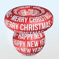 Merry Christmas, Happy New Year Typography red 3d primitives on White Background. Colorful trendy banner Template for 2023. Vector Eps10 modern art design.