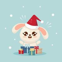 vector illustration rabbit with gifts