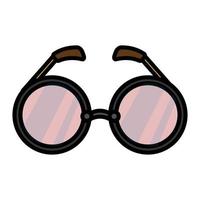 Black purple pink glass flat icon is a simple linear fashion glamorous eyeglass sunglasses with round lenses, an accessory for clothing. Vector illustration