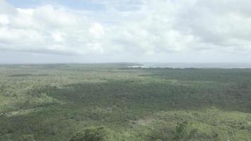 vista aérea da estátua de jesus com bela vista da praia na pequena ilha. maluku, indonésia - julho de 2022 video