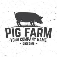 Pig Farm Badge or Label. Vector illustration.
